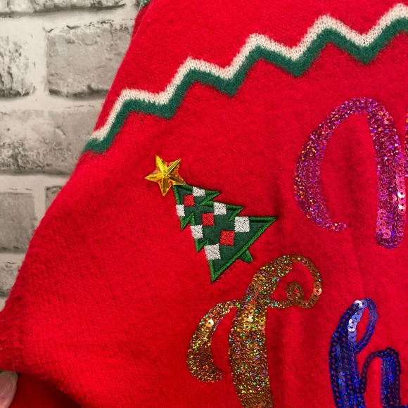 Holiday Time Sweater Red Green Merry Christmas 1X (16W-18W) - Picture 5 of 9